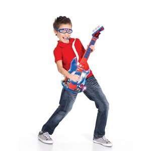 Guitare électronique lumineuse avec lunettes et micro spider-man