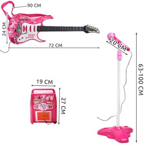 Pack guitare électrique pour enfant avec microphone et amplificateur rose