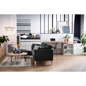 Bureau modulable blanc brillant et bois clair frêne l160-235 cm new max