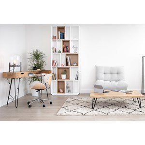 Bureau avec tiroir bois manguier massif et métal noir l116 cm vibes