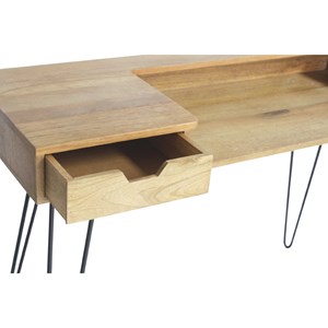 Bureau avec tiroir bois manguier massif et métal noir l116 cm vibes