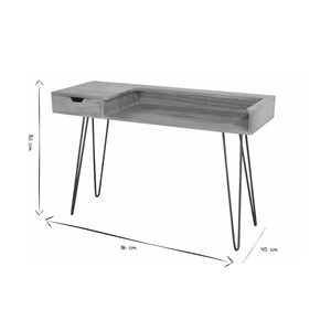 Bureau avec tiroir bois manguier massif et métal noir l116 cm vibes