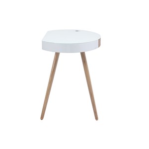 Bureau connecté multimédia verre blanc et bois clair l120 cm handy