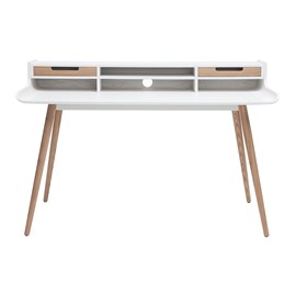 Bureau avec rangements blanc et bois clair l140 cm opus