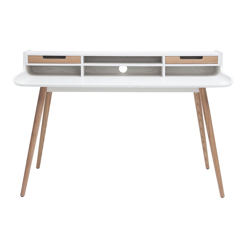 Bureau avec rangements blanc et bois clair l140 cm opus
