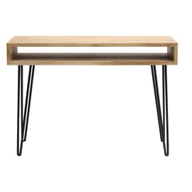 Bureau avec rangement en bois manguier massif et métal noir l116 cm vibes