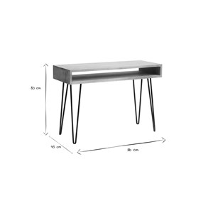 Bureau avec rangement en bois manguier massif et métal noir l116 cm vibes