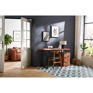 Bureau avec rangements 3 tiroirs bois massif et métal noir l130 cm horace