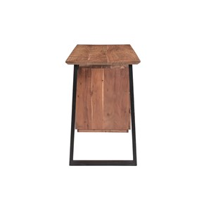 Bureau avec rangements 3 tiroirs bois massif et métal noir l130 cm horace