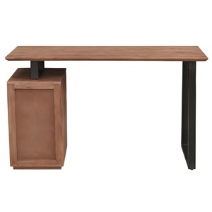 Bureau avec rangements 3 tiroirs bois massif et métal noir l130 cm horace