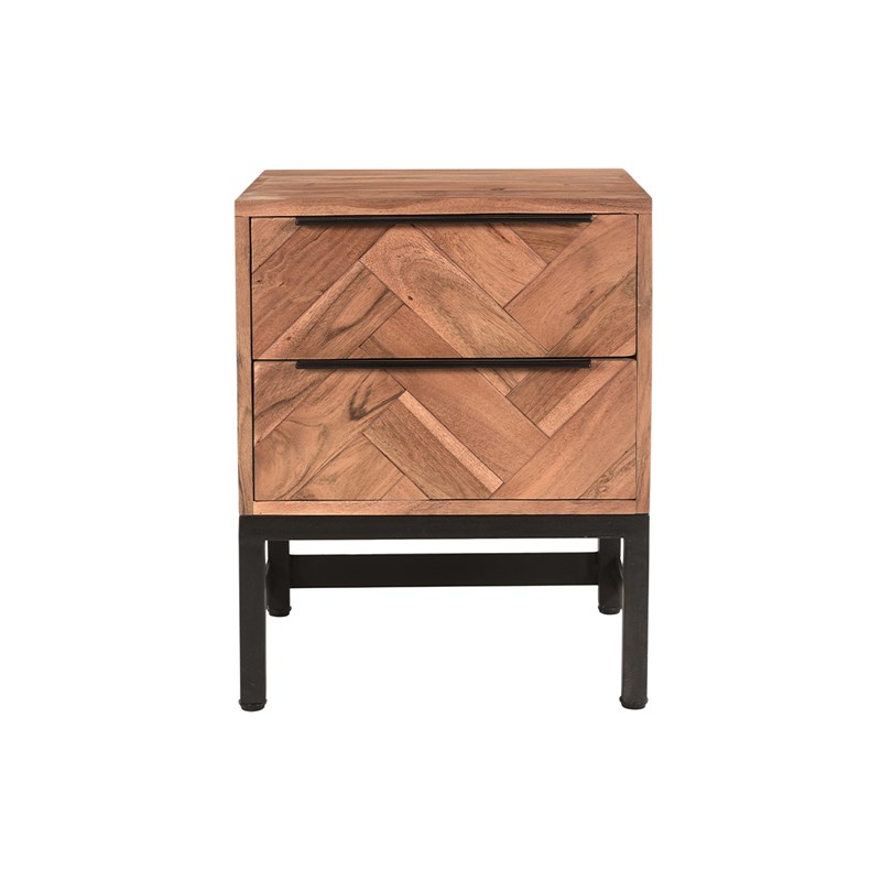 Table de chevet avec rangements 2 tiroirs en bois massif stick