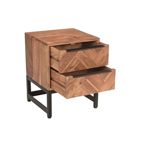 Table de chevet avec rangements 2 tiroirs en bois massif stick