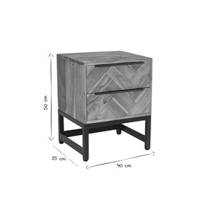 Table de chevet avec rangements 2 tiroirs en bois massif stick