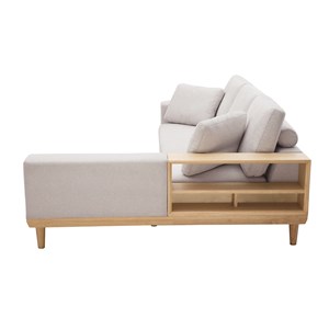 Canapé d'angle droit 5 places en tissu effet velours texturé beige komao