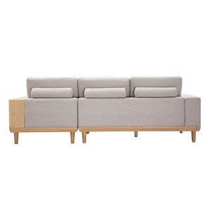 Canapé d'angle droit 5 places en tissu effet velours texturé beige komao