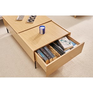 Table basse relevable rectangulaire bois clair finition chêne l103 cm seda