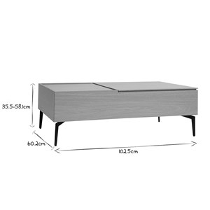 Table basse relevable rectangulaire bois clair finition chêne l103 cm seda