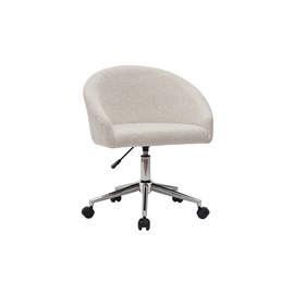 Chaise de bureau à roulettes en tissu velours chenille beige raven