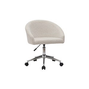 Chaise de bureau à roulettes en tissu velours chenille beige raven