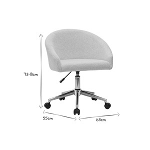 Chaise de bureau à roulettes en tissu velours chenille beige raven