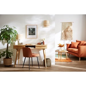 Chaises en tissu effet velours texturé terre brûlée (lot de 2) monti