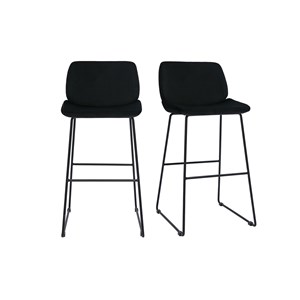 Tabourets de bar fixes en tissu velours noir h65 (lot de 2) kaoly