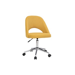 Chaise de bureau en tissu effet velours texturé jaune moutarde cosette