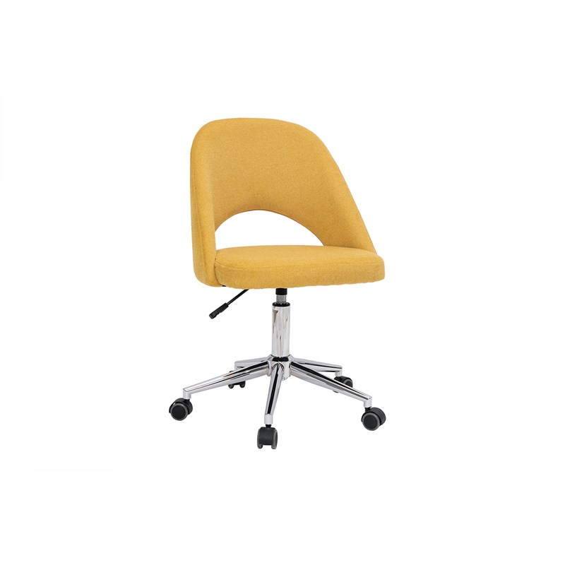Chaise de bureau en tissu effet velours texturé jaune moutarde cosette