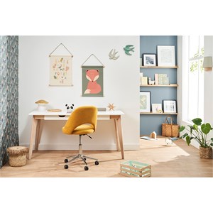 Chaise de bureau en tissu effet velours texturé jaune moutarde cosette