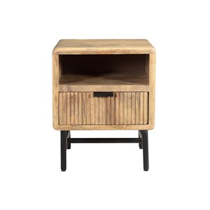 Table de chevet avec rangements bois manguier massif et métal noir morisson