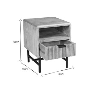 Table de chevet avec rangements bois manguier massif et métal noir morisson