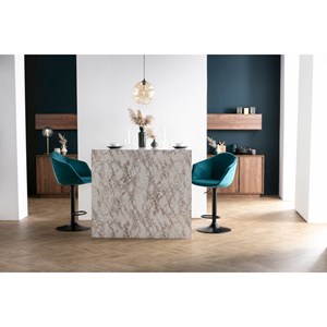 Tabourets de bar réglables pivotants en velours bleu pétrole (lot de 2) taya