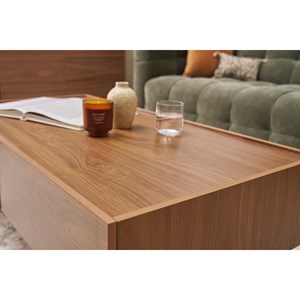 Table basse rectangulaire 2 tiroirs finition bois foncé noyer l120 cm sanaa