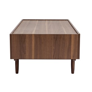 Table basse rectangulaire 2 tiroirs finition bois foncé noyer l120 cm sanaa