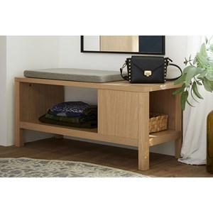 Banc d'entrée finition bois clair chêne avec coussin l100 cm gumby