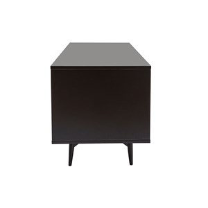 Meuble tv bois foncé noyer, noir mat et métal noir 2 portes l160 cm mermoz