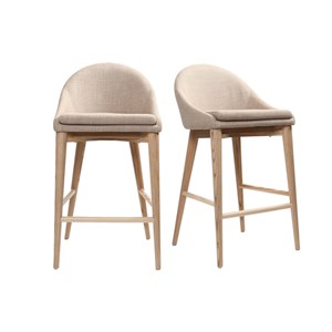 Tabourets de bar scandinaves en tissu beige h66 cm (lot de 2) dalia