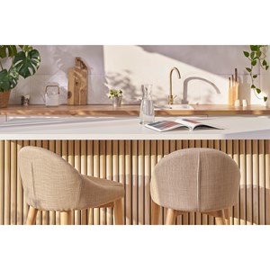 Tabourets de bar scandinaves en tissu beige h66 cm (lot de 2) dalia