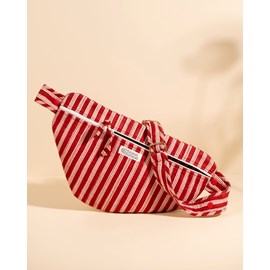 Sac banane à langer kimi rayures lie de vin