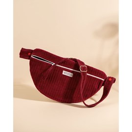 Sac banane à langer kimi velours lie de vin