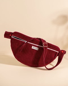 Sac banane à langer kimi velours lie de vin