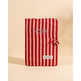 Couverture de carnet noi rayures lie de vin