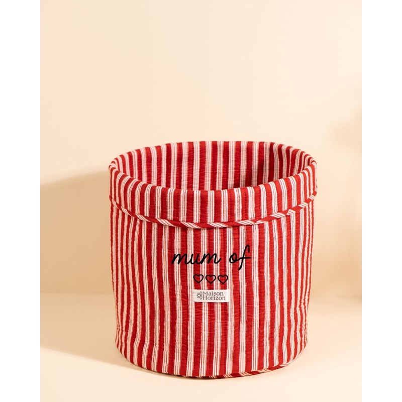 Panier de rangement décoratif manila rayures lie de vin