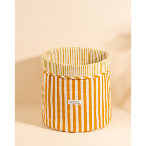 Maison Horizon - Panier de rangement décoratif manila raye mocha