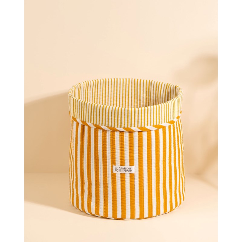 Panier de rangement décoratif manila raye mocha