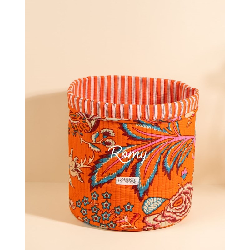 Panier de rangement décoratif manila orange vintage