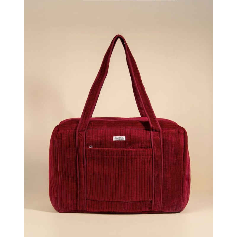 Sac week-end ou à langer lola velours lie de vin