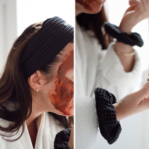 Trio bandeau et poignets chouchou nid d'abeille l' allié beauté au quotidien