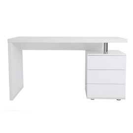 Bureau avec rangements 3 tiroirs blanc laqué brillant l140 cm calix