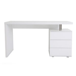 Bureau avec rangements 3 tiroirs blanc laqué brillant l140 cm calix
